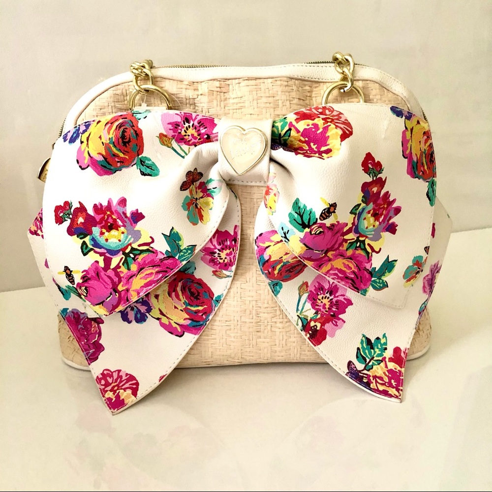 Betsey Johnson Big Bow nanza Flowers Dome Satchel